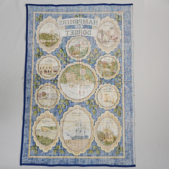 Vtg 1983 Hampshire And Dorset Souvenir Cotton Fabric Panel - Picture 8 of 12